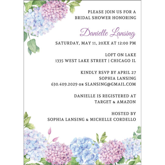 Hydrangea Blooms Invitations